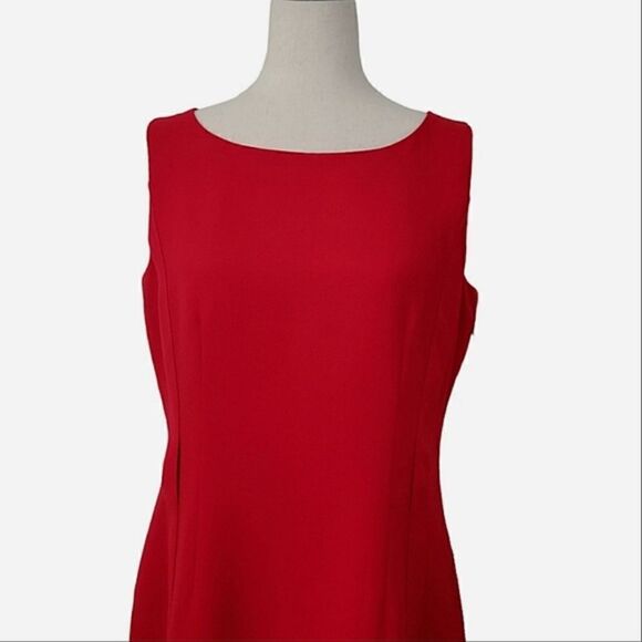 Calvin Klein Red Sleeveless Lined Zip Closure Fitted Sheath Dress Size 10 - Picture 5 of 10